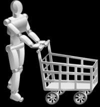 robot z wózkiem na zakupy